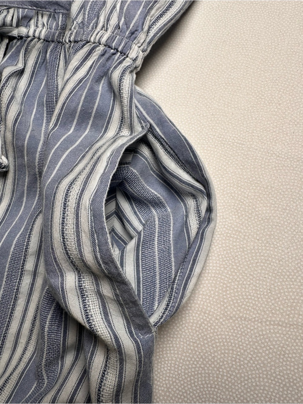 Japna Striped Shirt Dress Blue White Tie Waist Button Front Size S 100% Cotton - Picture 8 of 8